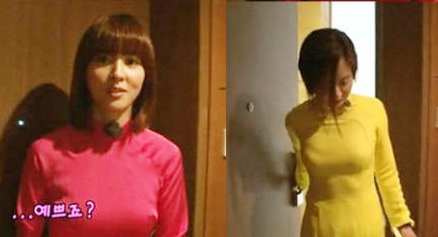 한혜진(좌측부터/탤런트/영화배우),송지효(천성임/영화배우/탤런트)
한혜진 송지효의 아오자이 자태에 누리꾼들의 시선이 쏠렸다.
지난 10일 방송된 SBS 예능프로그램 ‘일요일이 좋다-런닝맨’에서는 멤버들이 베트남 전통의상 아오자이를 입고 등장했다.