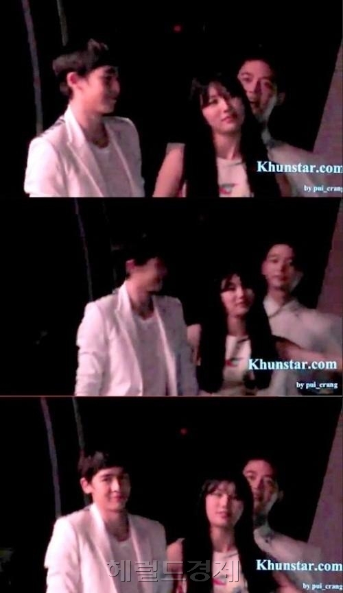 닉쿤(좌측부터/Nichkhun/가수/영화배우/2PM),수지(배수지/가수/미쓰에이)
최근 한 인터넷 게시판에는 ‘수지 닉쿤 따라하기’라는 제목으로 동영상이 게재됐다. 이는 지난 16일 태국에서 열린 ‘제3회 MBC 코리안 뮤직 웨이브 인 방콕 2013’에서 한 팬이 촬영한 것.