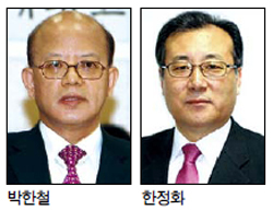 박한철(좌측부터/정무직공무원/전검사),한정화(교수/한양대)
박근혜 대통령은 21일 공석 중인 헌법재판소장 후보자에 검찰 출신의 박한철 헌법재판소 재판관을 지명했다. 박 대통령은 이와 함께 헌법재판소 재판관에 조용호 서울고등법원장과 서기석 서울중앙지방법원장을 지명했으며, 황철주 중소기업청장 후보자의 사퇴로 공석이 된 중소기업청장에는 한정화 한양대 경영전문대학원 원장을 내정했다.