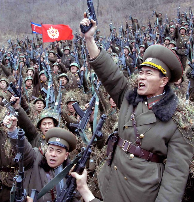 North Korean soldiers attend military drills in this picture released by the North’s official KCNA news agency Wednesday.   Yonhap News