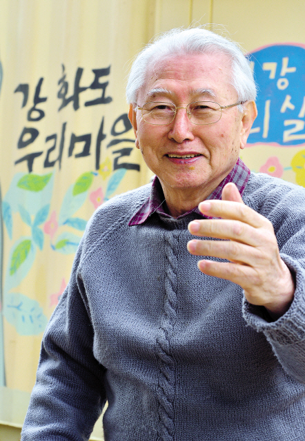Kim Soung-soo, retired bishop of the Anglican Church of Korea, speaks during a recent interview with The Korea Herald at Urimaul, a community he built for intellectually disabled adults to lead a self-reliant life, on Ganghwado Island, Incheon. (Lee Sang-sub/The Korea Herald)