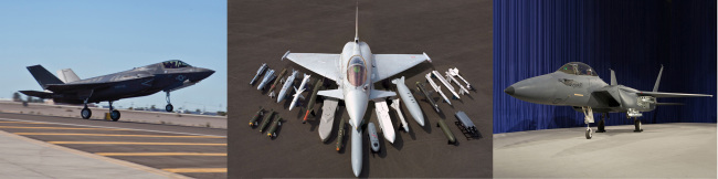 (From left) Lockheed Martin’s F-35 Joint Strike Fighter, EADS’ Eurofighter and Boeing’s F-15 SE Silent Eagle   Yonhap News