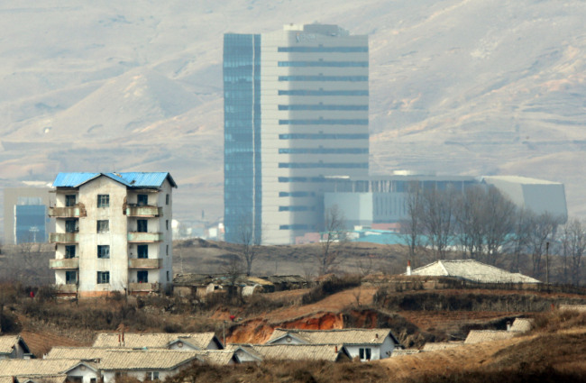 Gaeseong Industrial Complex seen from the inter-Korean border village of Panmunjeom inside the Demilitarized Zone on Wednesday.   Yonhap News