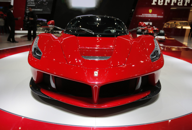The new Ferrari La Ferrari automobile, produced by Ferrari SpA, is seen on display at the Geneva International Motor Show in Geneva, on March 6.   Bloomberg