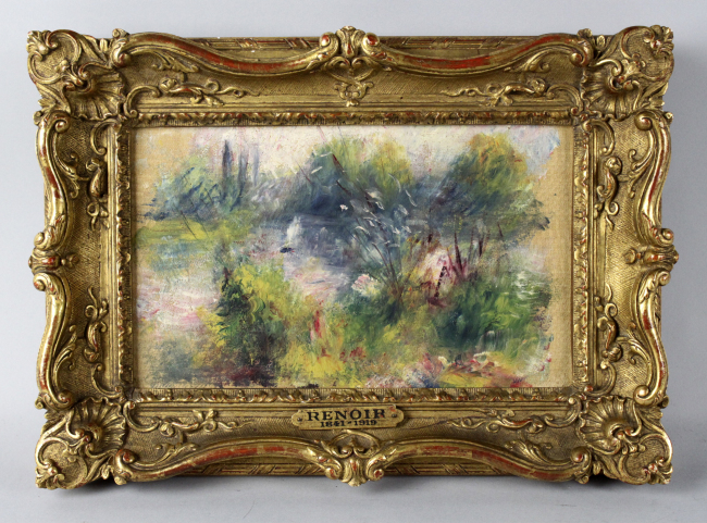This image released by Potomack Company shows an apparently original painting by French impressionist Pierre-Auguste Renoir that was acquired by a woman from Virginia who stopped at a flea market in West Virginia and paid $7 for a box of trinkets that included the painting.    AP-Yonhap News