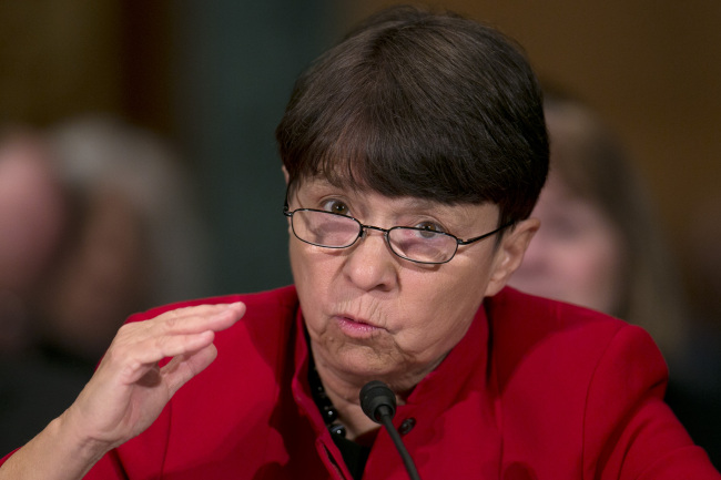 Mary Jo White speaks during a Senate Banking Committee hearing in Washington, D.C., March 12.   Bloomberg