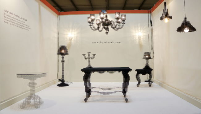 The display of furniture by Korean designer Park Bomi at the Milan Furniture Fair.   Park Bomi