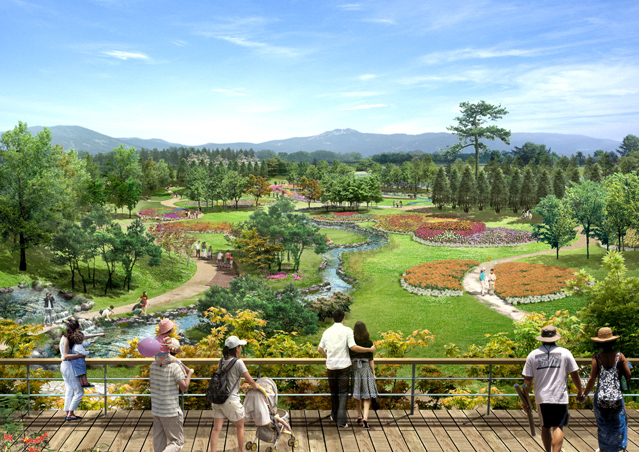 A computer-generated image of Suncheon Bay Garden Expo 2013, to begin April 20. International Garden Exposition Suncheon Bay Korea 2013