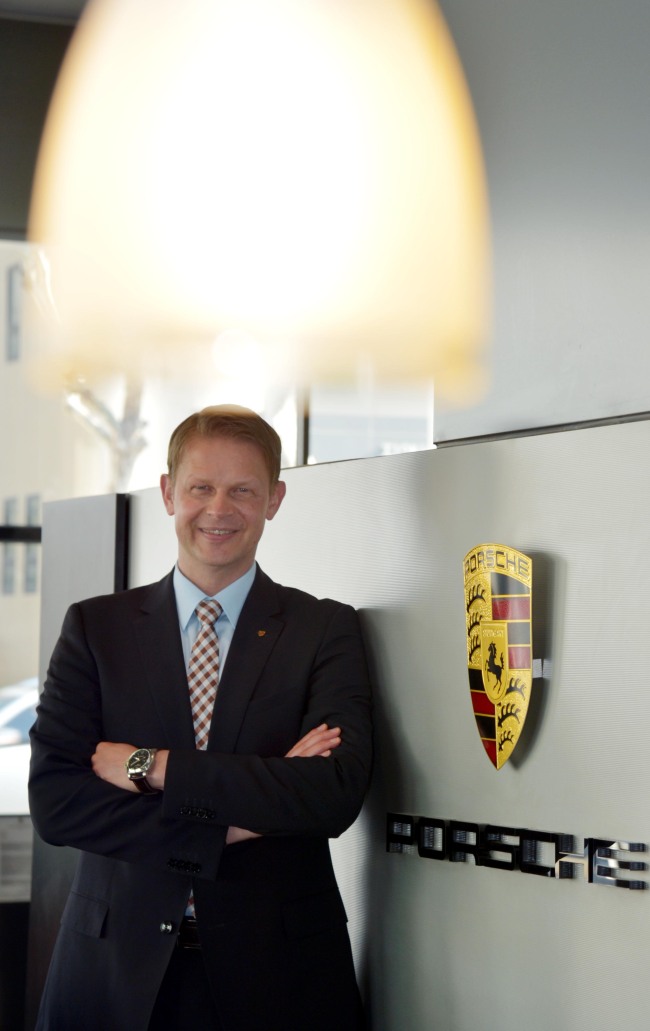 Michael Vetter, CEO of Stuttgart Sports Cars, poses at the company’s headquarters in southern Seoul.   Kim Myung-sub/The Korea Herald