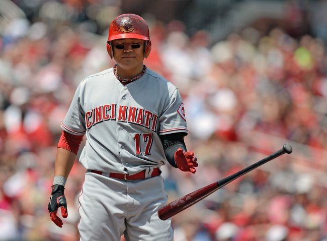 추신수(야구선수/신시내티레즈)
<YONHAP PHOTO-0332> ST. LOUIS, MO - MAY 1: Shin-Soo Choo #17 of the Cincinnati Reds drops his bat after being struck out by Lance Lynn #31 of the St. Louis Cardinals to end the fifth inning at Busch Stadium on May 1, 2013 in St. Louis, Missouri. Jeff Curry/Getty Images/AFP== FOR NEWSPAPERS, INTERNET, TELCOS & TELEVISION USE ONLY ==../2013-05-02 06:55:55/ <저작권자 ⓒ 1980-2013 ㈜연합뉴스. 무단 전재 재배포 금지.>
Cincinnati Reds center fielder Choo Shin-soo reacts after striking out in the fifth inning. The Korean went 0 for 4.   AFP-Yonhap News