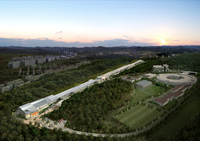 An aerial view of where the fourth-generation synchrotron facility will be constructed in Pohang, North Gyeongsang Province.   POSTECH