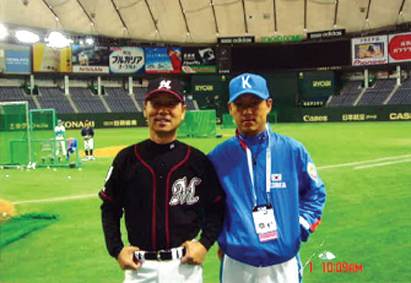 김성근 고양 원더스 감독(왼쪽)과 김정준 SBS ESPN 해설위원.  사진=SBS ESPN