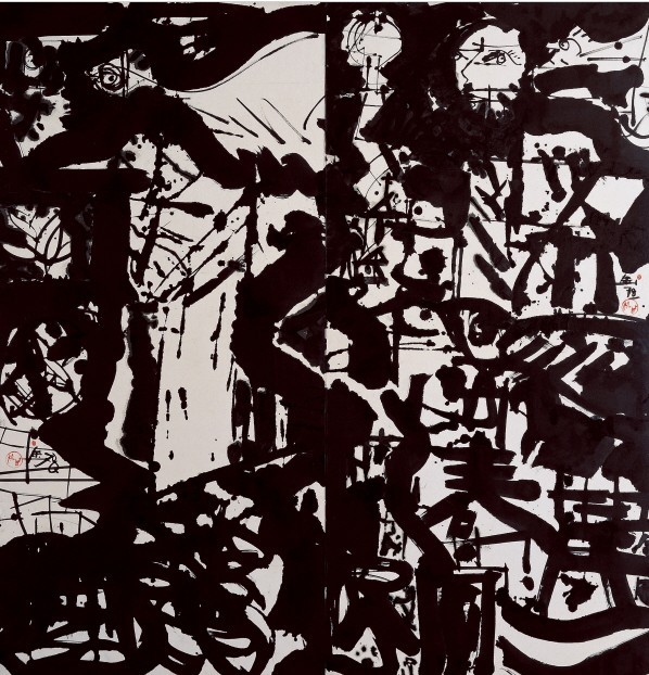김영주‘신화시대’. 135x137㎝. 한지에 먹. 1970년.  [사진제공=조선화랑]