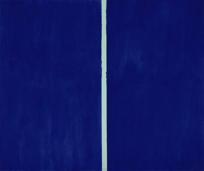 This undated file photo provided by Sotheby’s Auction House shows a 1953 painting entitled “Onement VI” by Abstract Expressionist artist Barnett Newman.    AP-Yonhap News