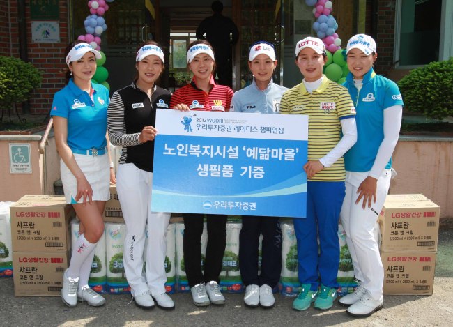왼쪽부터 안신애, 이승현, 정혜진, 김자영, 김효주, 이미림. 사진=우리투자증권