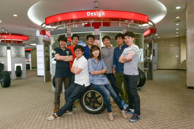 Designers at Kumho Tire pose at the company’s research and development center in Gwangju.   Kumho Tire