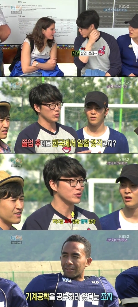 성시경(가수)
19일 방송된 KBS 2TV ‘해피선데이-1박2일’에서는 부산으로 우정여행을 떠난 멤버들의 모습이 공개된 가운데 성시경의 막힘없는 영어실력이 시청자들의 이목을 집중시켰다.
