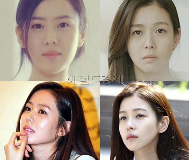 손예진(좌부터/언진/영화배우/탤런트),경수진(탤런트)
손예진 경수진 인증샷이 화제가 되고 있는 가운데 두 사람의 비교사진이 눈길을 끈다.