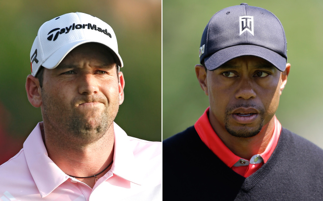 세르히오가르시아(좌부터/SergioGarcia/골퍼),타이거우즈(TigerWoods/골퍼)
Sergio Garcia (left) and Tiger Woods.   AP-Yonhap News