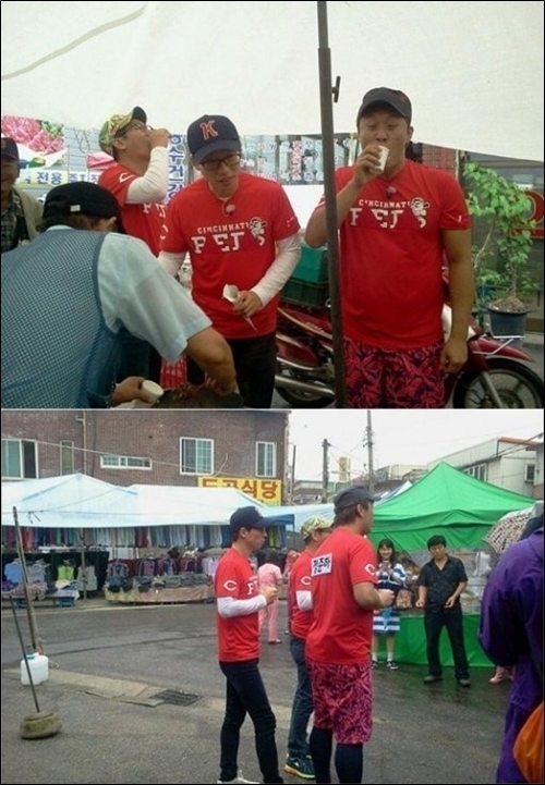 지석진(좌부터/MC/개그맨),유재석(MC/개그맨),정준하(MC/영화배우)
최근 온라인 커뮤니티 게시판에는 27일 ‘정준하 ‘런닝맨’ 촬영 포착’이라는 제목으로 여러 장의 사진이 게재됐다.