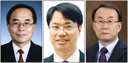 좌,김준경(공무원/연구원/대통령실(재정경제2비서관)
중,옥동석(교육인/교수/인천대학교/
우,최세균(연구인/연구원/한국농촌경제연구원)
한국개발연구원(KDI) 제14대 원장에 김준경(57) KDI 국제정책대학원 교수가 선임됐다. 한국조세연구원 원장에는 옥동석(56) 인천대 교수, 농촌경제연구원장에는 최세균(57) 현 부원장이 각각 선임됐다