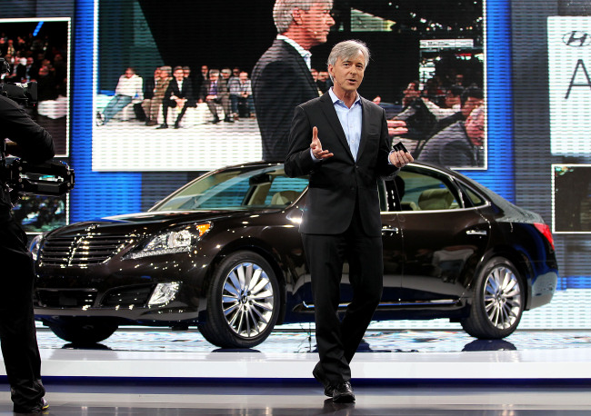 John Krafcik, CEO and president of Hyundai Motor America, speaks during the 2013 New York International Auto Show in New York in March.   Bloomberg