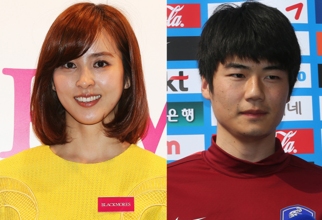 <YONHAP PHOTO-0942> 한혜진-기성용 7월1일 화촉 (서울=연합뉴스) 배우 한혜진과 영국 프로축구 프리미어리그에서 활약하는 축구선수 기성용(스완지시티)이 7월1일 결혼식을 올린다. 한혜진은 28일 자신의 트위터에 "7월1일 결혼한다. 부부의 연을 맺고 하나가 되기로 약속했다. 그동안 수많은 기사와 떠도는 이야기에 억울하기도 답답하기도 했지만 결국엔 이렇게 아름다운 결실을 맺게 됐다"고 썼다. 2013.5.28 << 문화부 기사참조, 연합뉴스 DB >> photo@yna.co.kr/2013-05-28 15:24:56/ <저작권자 ⓒ 1980-2013 ㈜연합뉴스. 무단 전재 재배포 금지.>
Han Hye-jin (left) and Ki Sung-yueng are to wed on July 1.   Yonhap News