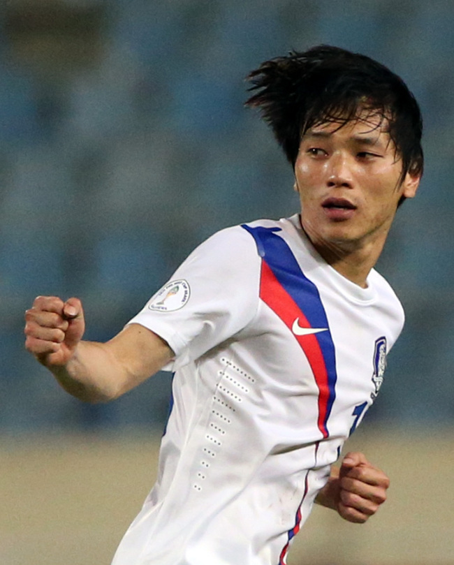김치우(축구선수/FC서울)
South Korea's Kim Chi-woo celebrates after scoring the equalizer against Lebanon. (Yonhap News)