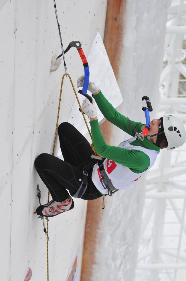 Eimir McSwiggan competes in the Ice Climbing World Cup in Cheongsong, North Gyeongsang Province, in January.   Eimir McSwiggan