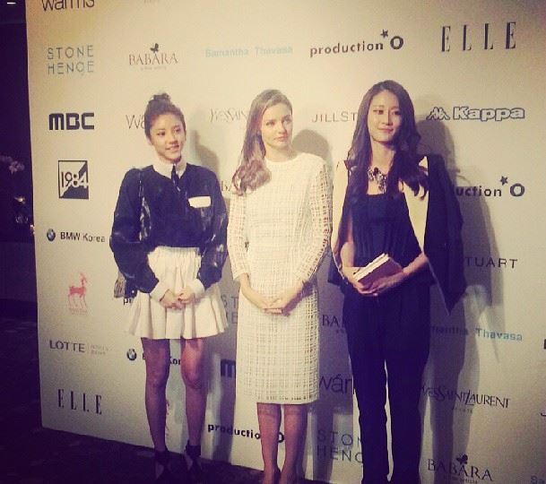 손담비(좌부터/가수/탤런트),미란다커(MirandaKerr/모델),이현이(모델)
가수 손담비와 톱모델 미란다 커의 만남이 포착돼 화제다.