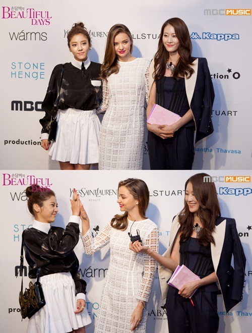 손담비(좌부터/가수/탤런트),미란다커(MirandaKerr/모델),이현이(모델)
가수 손담비와 톱모델 미란다 커의 만남이 포착돼 화제다.