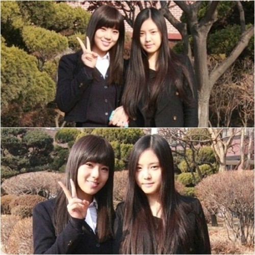 리지(좌부터/가수/애프터스쿨),손나은(가수/에이핑크)
걸그룹 애프터스쿨의 리지와 에이핑크 손나은의 고등학교 졸업 사진이 화제가 되고 있다.
　