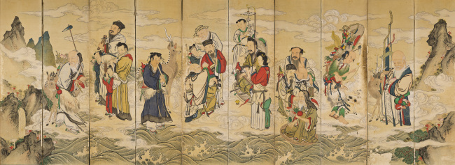 “Immortals,” a 10-panel folding screen. Seoul Auction
