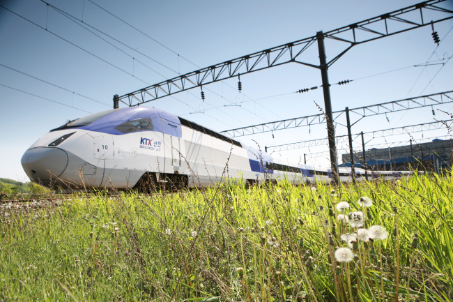 KTX-Sancheon bullet train on the railway
