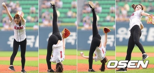신수지(전체조선수/세마스포츠마케팅)
전 국가대표 리듬체조 선수 신수지(22)가 백일루션 시구를 선보여 화제를 모으고 있다.