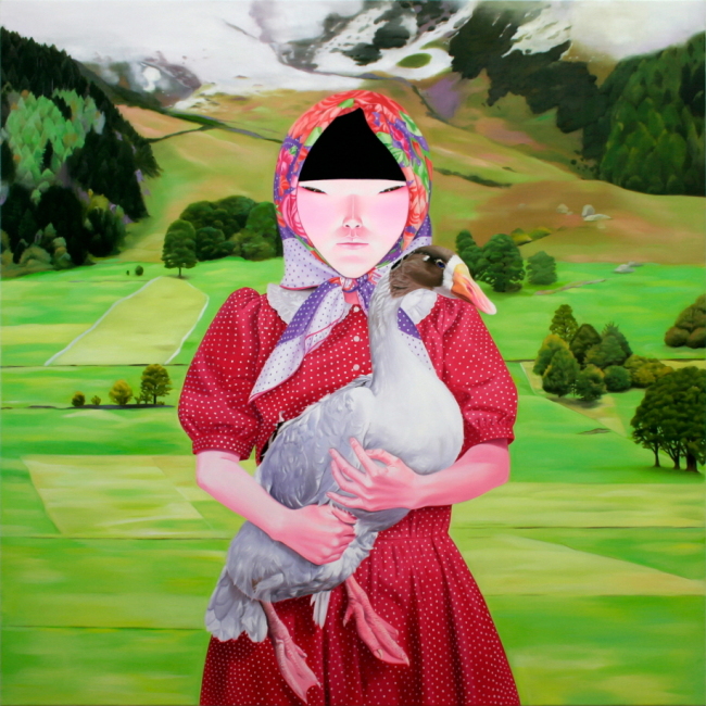이소연 ‘흰 거위’(2013). 유화. 155×155㎝.  [사진제공=스페이스K].