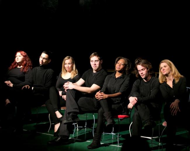 The cast of Industrial Theater Troupe’s “Fade to Black” in February, a show using the same concept as Friday and Saturday’s “Into the Light.”    John Acosta