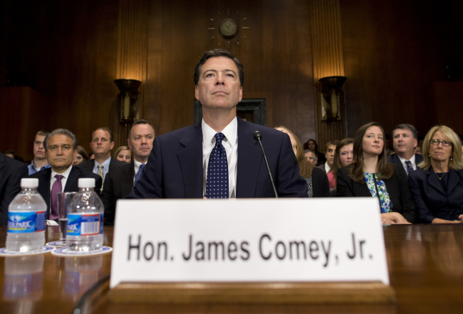 FBI director nominee James Comey speaks during a Senate Judiciary Committee hearing in Washington, D.C., Tuesday.   AP-Yonhap News
