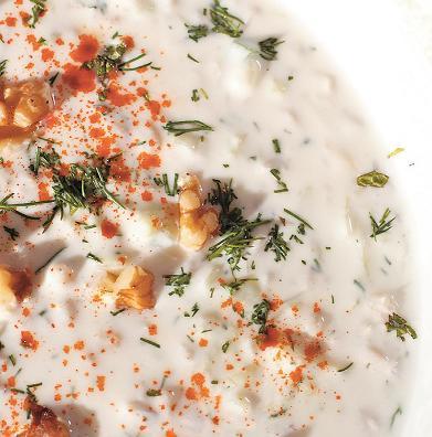 Cucumber and yogurt soup with barley (Los Angeles Times/MCT)