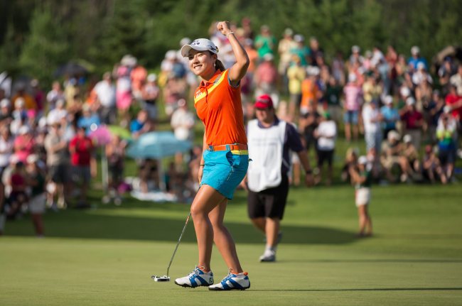 박희영(골퍼/하나금융그룹)
Park Hee-young celebrates her victory at the Manulife Financial LPGA Classic golf tournament in Waterloo, Ontario, Sunday.   AP-Yonhap News