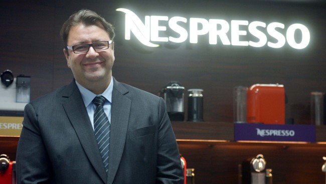 Nespresso Korea chief George Garrop poses during an interview with The Korea Herald last week.   Kim Myung-sub/The Korea Herald