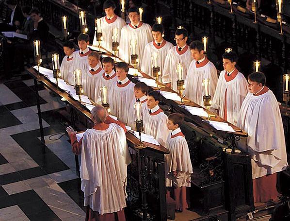 Choristers sing in the chapel of King’s College, Cambridge, England.
(King’s College, Cambridge)