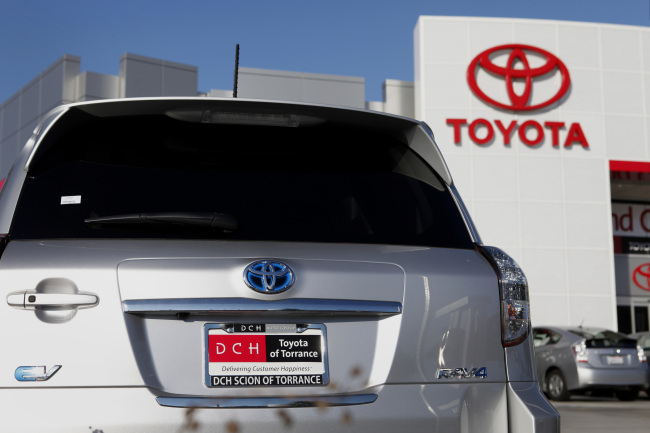 A Toyota Motor Corp. vehicle is displayed for sale at the DCH Auto Group Dealership in Torrance, California, Tuesday.   Bloomberg
