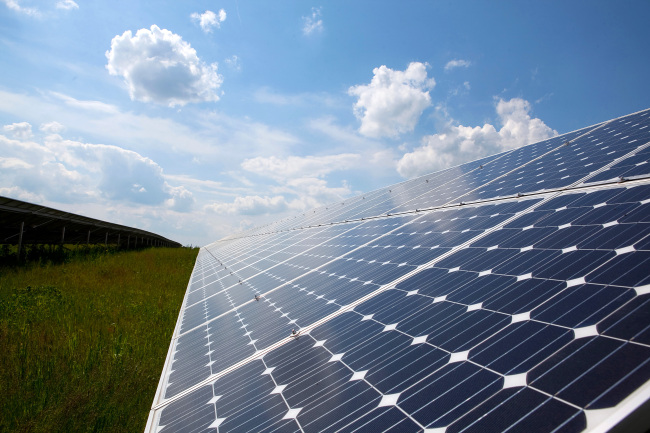 Solar panels produced by Solarworld AG are seen in a field near the company’s plant in Freiberg, Germany.   Bloomberg