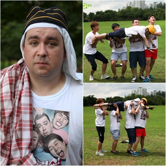샘해밍턴(SamHammington/개그맨)
샘해밍턴이 최근 진행된 케이블채널 QTV 예능프로그램 ‘어럽쇼!’ 녹화에서 멤버들과 단합대회를 진행하던 중 목봉체조를 또 한번 경험했다.