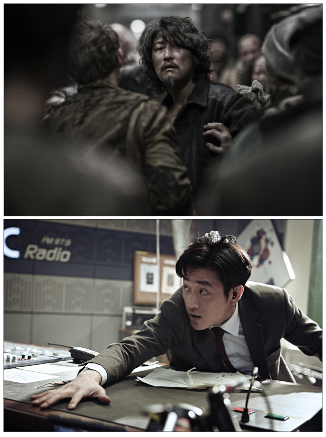 송강호(영화배우),하정우(영화배우)
둘이 합쳐 12일 만에 1000만이다. ‘설국열차’가 끌고, ‘더 테러 라이브’가 밀었다. 폭염이 기승을 부린 한여름 극장가, 한국영화가 쾌속질주를 거듭했다. 지난달 31일 나란히 개봉해 두 번째 주말인 11일까지 ‘설국열차’는 644만명을 돌파했고, ‘더 테러 라이브’는 383만명을 넘어섰다. 2편의 영화가 ‘쌍끌이’ 흥행에 나선 덕에 주말 극장엔 빈 객석을 찾기가 어려웠다.