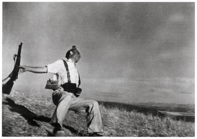 “Death of a Loyalist Militiaman,” Cordoba front, Spain, early September 1936 by Robert Capa.     International Center of Photography/Magnum Photos