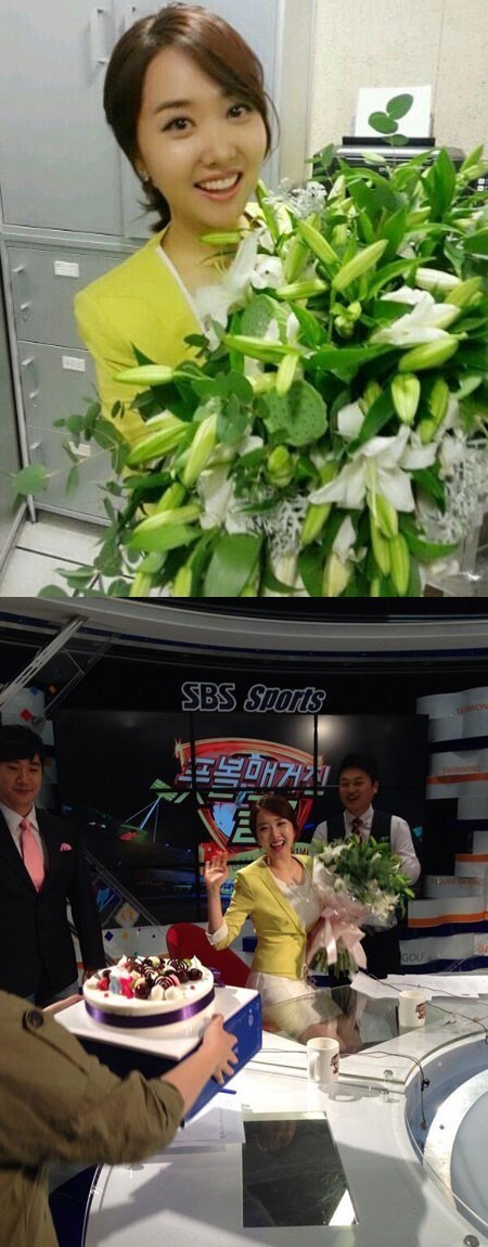 김민지(아나운서/SBS)
박지성이 연인 김민지를 위해 꽃다발을 선물해 화제다.