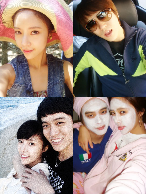 황정음(탤런트/가수),김용준(가수/SG워너비)
공개된 사진 속에서 두 사람은 손을 잡거나 허리를 감싸 안는 등 다정한 스킨십을 나누는 모습을 보이고 있다.
