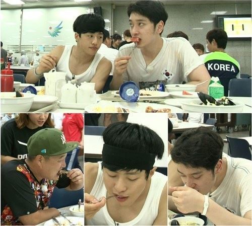 필독(오광석/가수/빅스타),찬성(황찬성/가수/탤런트/2PM),강호동(MC/개그맨)
빅스타 필독과 2PM 찬성이 태릉선수촌 식당에서 ‘먹방’을 선보여 화제다.